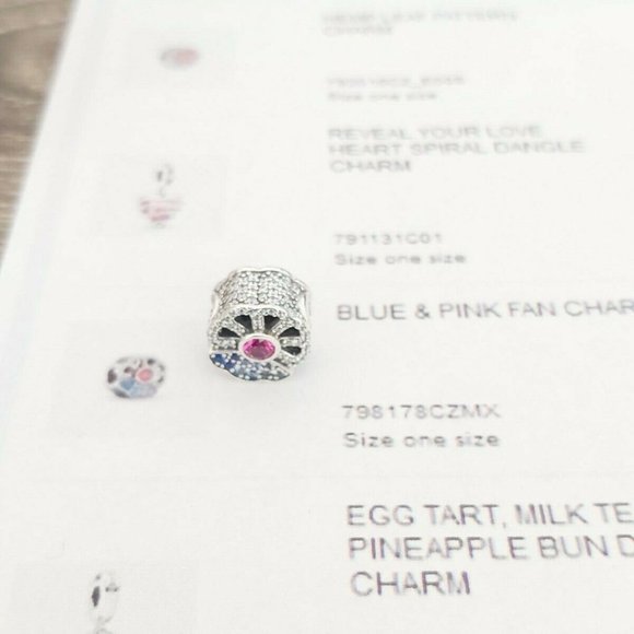 Authentic PANDORA *CHINA EXCLUSIVE* Blue & Pink Fan Charm - Picture 5 of 16